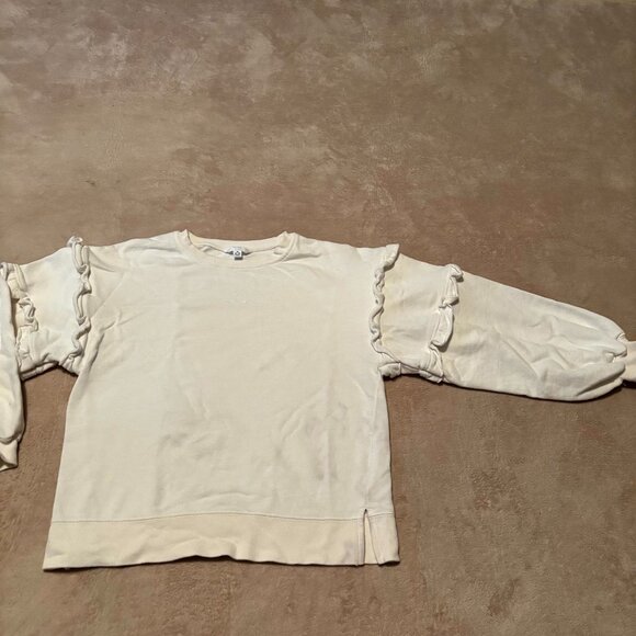Time and Tru Sweaters - Time and Tru Ruffle Sleeve Sweatshirt | Cream | Size M (8–10)